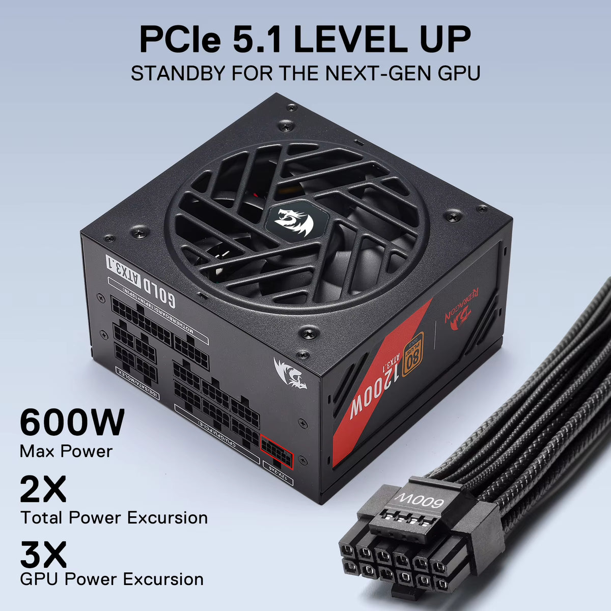 RGMS-1200W PRO 80+ Gold 1200 Watt Power Supply W/Upgraded ATX 3.1 & Pcie 5.1 Fully Modular