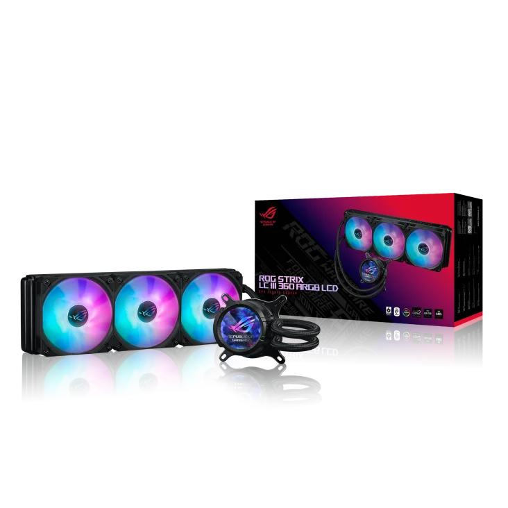 New Stock Radiator ROG STRIX LC III 360 ARGB LCD WH&BK RGB Support LGA1700 LGA1851& AM4 AM5 with 2.1" IPS LCD for Gaming PC - PC VAULT