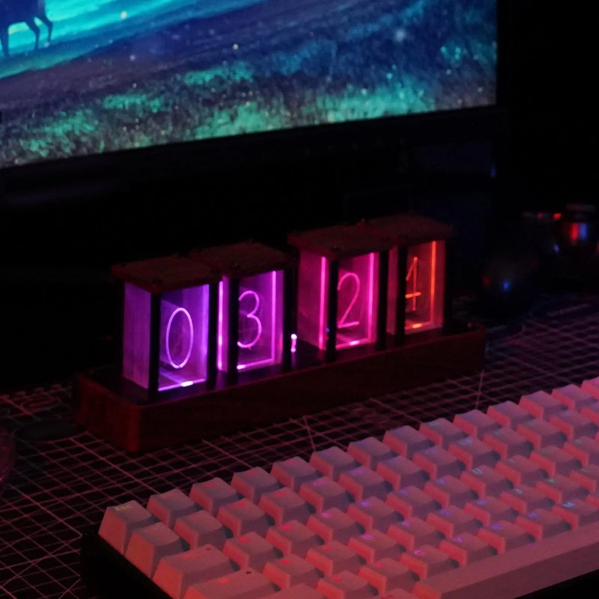 Nixie Tube Clock Adjustable RGB LED Display Multifunction Clock Nixie Tube Digital Clock for Gift Home Decoration Desk New Year - PC VAULT
