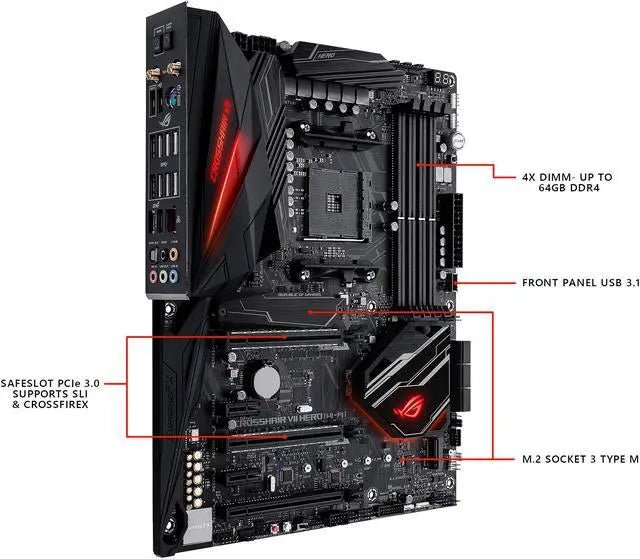 ROG Crosshair VII Hero (Wi-Fi) ASUS AM4 AMD X470 SATA 6Gb/s ATX AMD Motherboard - PC VAULT