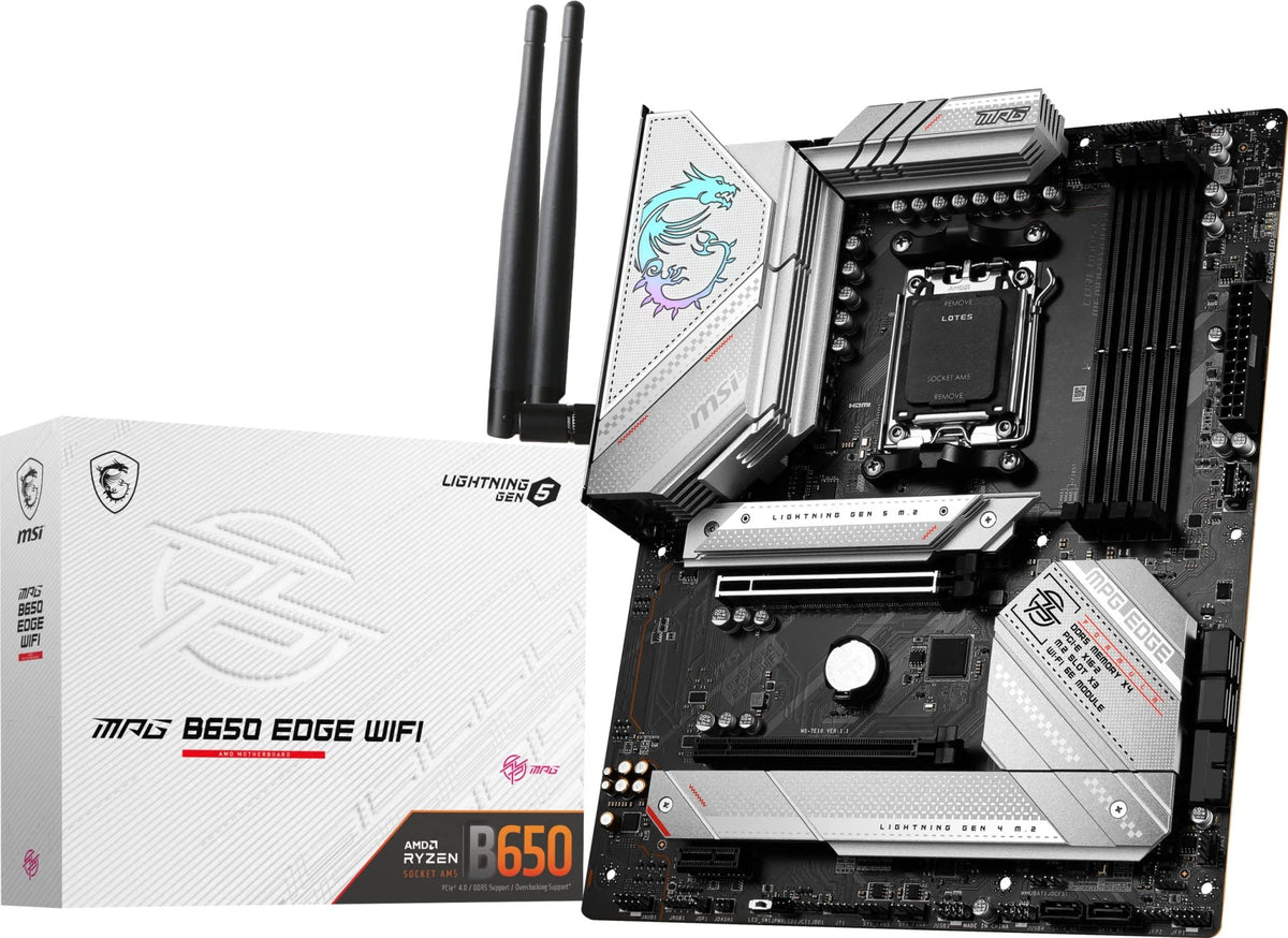 MSI MPG B650 Edge WiFi Computer Gaming Motherboard (AMD AM5 ATX DDR5 PCIe 4.0 M.2 SATA 6Gb/s USB 3.2 Gen 2 HDMI/DP Wi-Fi 6E AMD Ryzen 7000 Series) AMD PC Motherboards (Renewed) - PC VAULT
