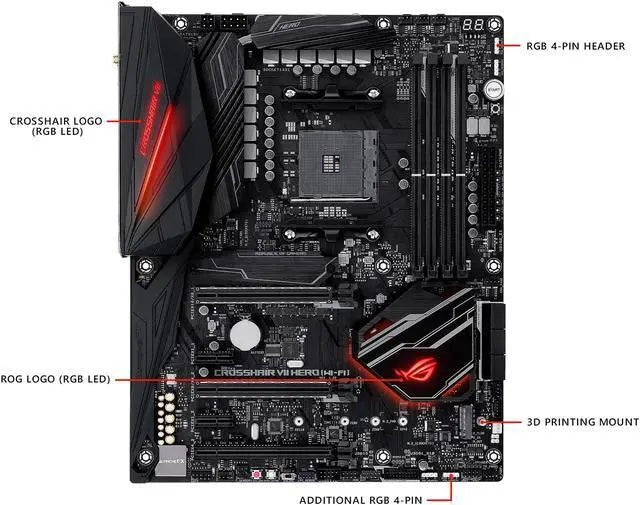 ROG Crosshair VII Hero (Wi-Fi) ASUS AM4 AMD X470 SATA 6Gb/s ATX AMD Motherboard - PC VAULT