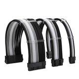 FormulaMod Sleeve Extension Power Supply Cable Kit 18AWG ATX 24P+ EPS 8-P+PCI-E8-P with Combs for PSU to Motherboard/GPU Fm-NCK3 (Black Silver White) - PC VAULT