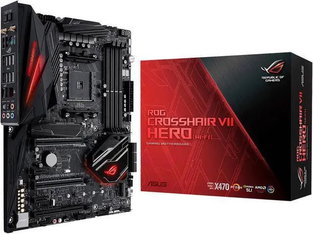 ROG Crosshair VII Hero (Wi-Fi) ASUS AM4 AMD X470 SATA 6Gb/s ATX AMD Motherboard - PC VAULT