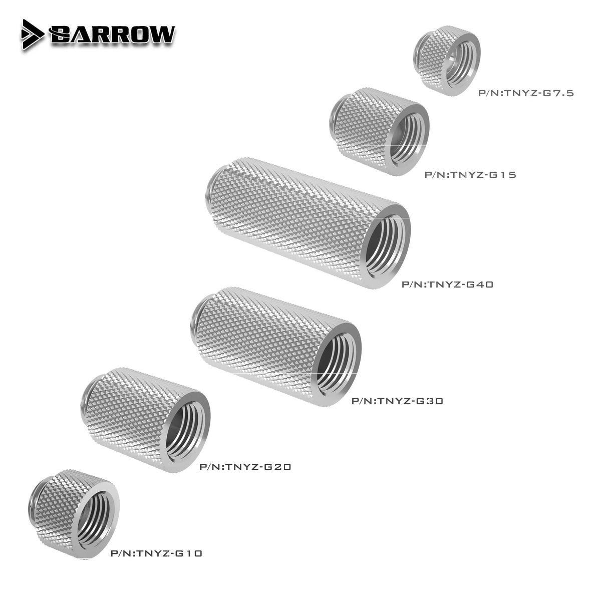 Barrow Extender Male To Female Fitting G1/4 Liquid Cooling System PC TNYZ-G7.5 TNYZ-G10 TNYZ-G15 TNYZ-G20 TNYZ-G30 TNYZ-G40 - PC VAULT