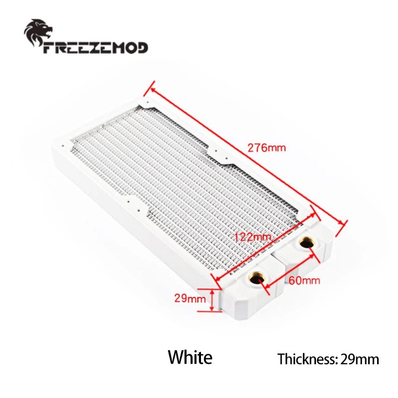 FREEZEMOD 240mm Black White Copper Radiator G1/4 Thread PC Water Cooler Copper Liquid Cooling Suitable for 2 Fans - PC VAULT