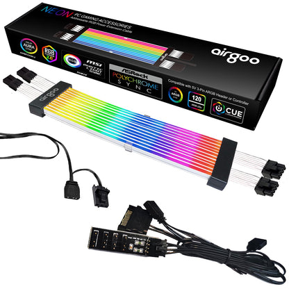 airgoo Addressable RGB Dual 8 PIN (6+2) GPU Cable V2 Addressable RGB VGA Power Cable for Dual 8 PIN GPU VGA PCIe Connector for ASUS GIGABYTE MSI ASRock Motherboard 5V 3pin ARGB Header