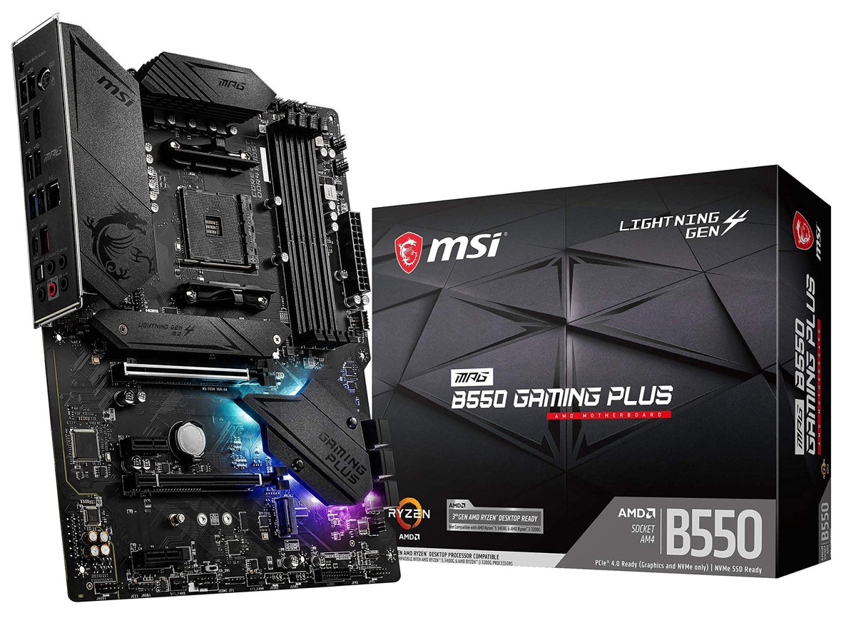 MSI MPG B550 Gaming Plus Computer Gaming Motherboard (AMD AM4 Ryzen 5000 & 3000 Series DDR4 PCIe 4.0 SATA 6Gb/s M.2 USB 3.2 Gen 2 HDMI/DP ATX) AMD PC Motherboards (Renewed) - PC VAULT