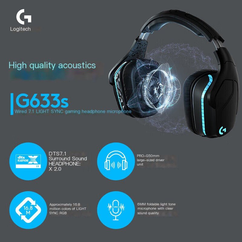 Logitech G633s Wired Gaming Headset with Microphone - PC VAULT